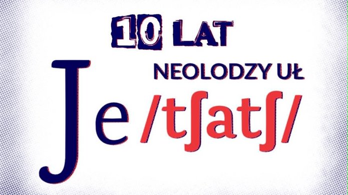 Obrazek przedstawia napis "10 lat" oraz logo Koła Naukowego Je tchatche