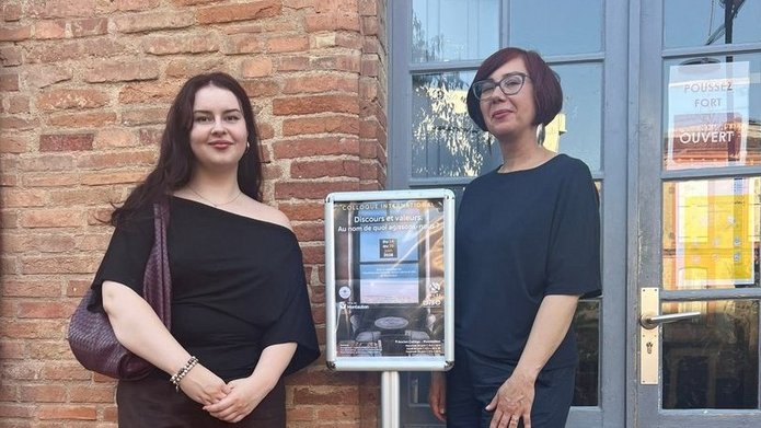 Lena Czerwińska i dr hab. Agnieszka Woch na konferencji w Montauban
